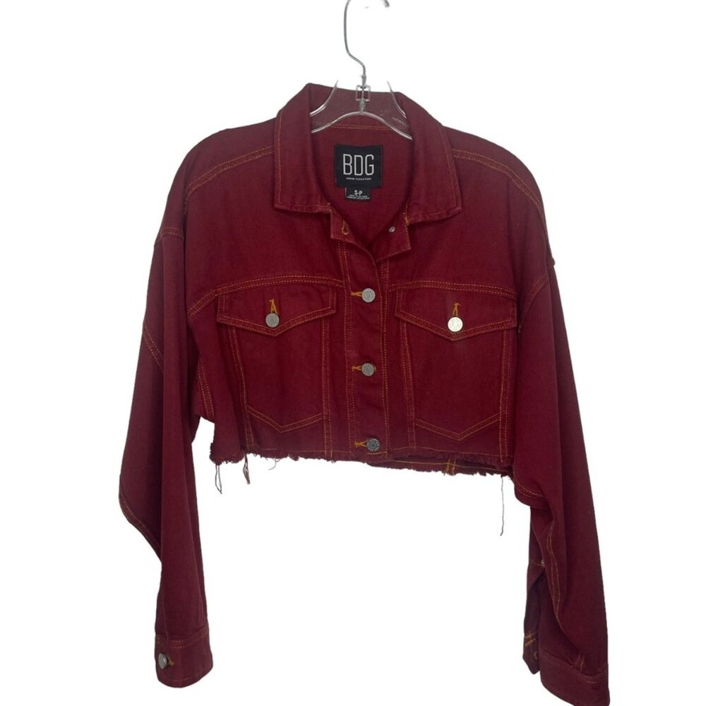 BDG Urban Outfitters Womens Red Jacket Size Small Denim Long Sleeve Button Front
